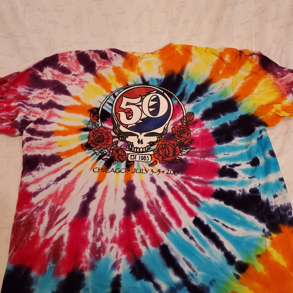 Grateful Dead Chicago, IL 50th Anneversary V Neck Tie Dye Shirt / Size XL